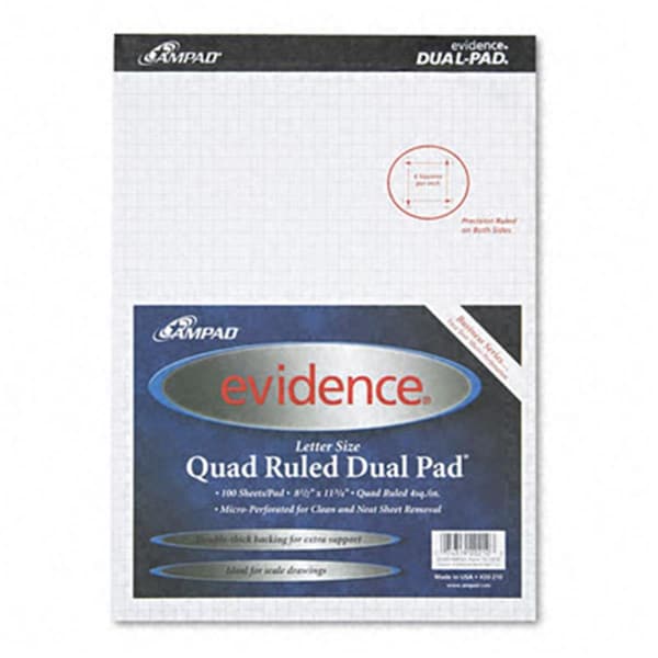 Ampad Evidence Quad Dual-Pad Quadrille Rule Letter White 100-Sheet Pads AM32018 - main